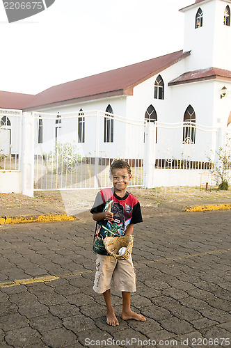 Image of editorial native boy baseball Corn Island Nicaragua