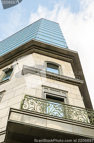 Image of Street view upwards of a building in Sofia, Bulgaria