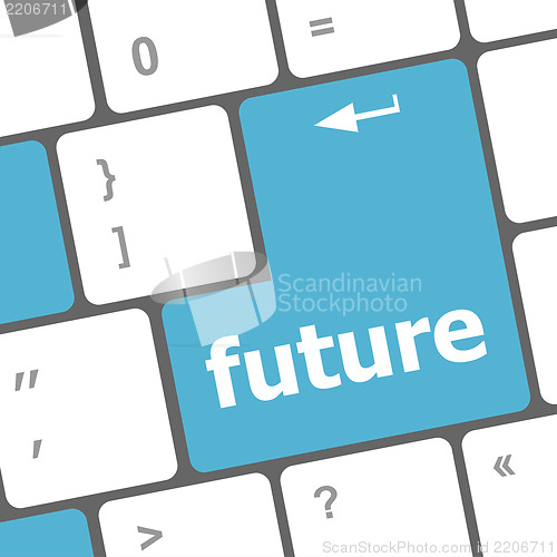 Image of future time concept with key on computer keyboard