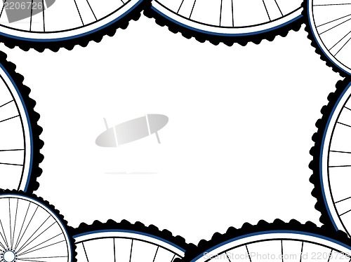 Image of Bike wheel isolated on white background, sports pattern