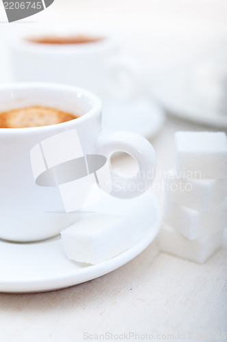 Image of Italian espresso coffee and sugar cubes