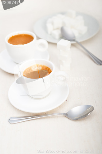 Image of Italian espresso coffee and sugar cubes