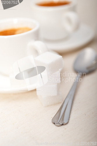 Image of Italian espresso coffee and sugar cubes