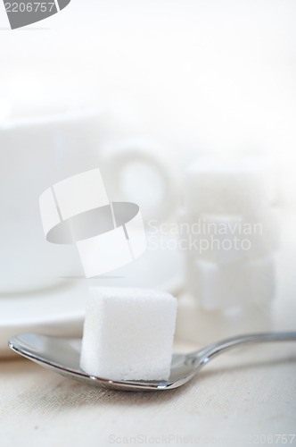 Image of Italian espresso coffee and sugar cubes