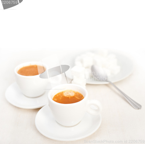 Image of Italian espresso coffee and sugar cubes