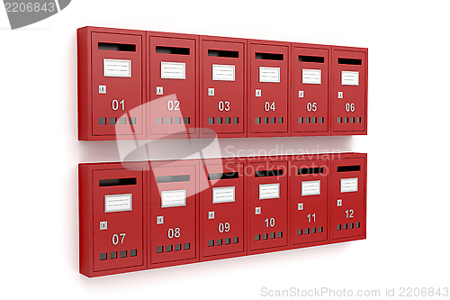 Image of Red mailboxes