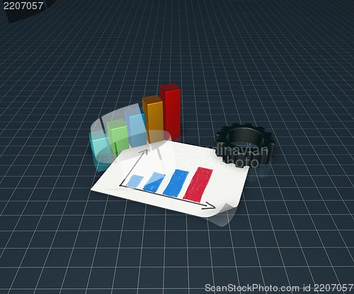 Image of business graph and gear wheel