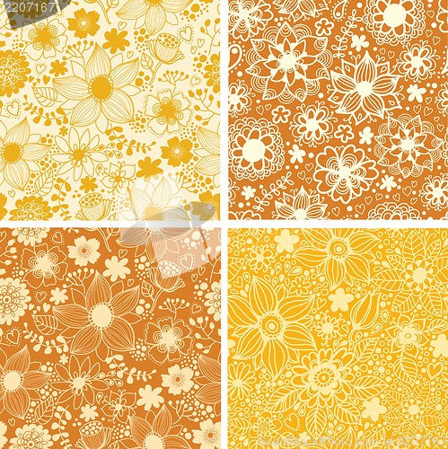 Image of Set of four colorful floral patterns.