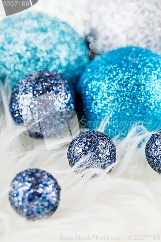Image of festive glitter christmas decoration silver blue
