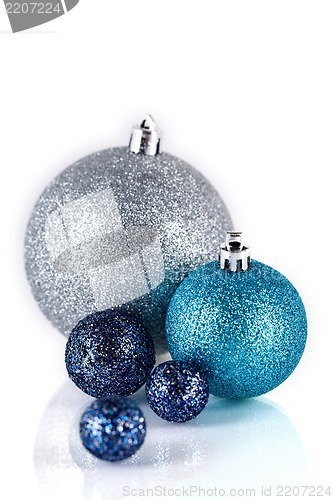 Image of festive glitter christmas decoration silver blue