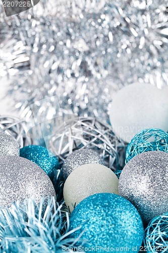 Image of festive glitter christmas decoration silver blue