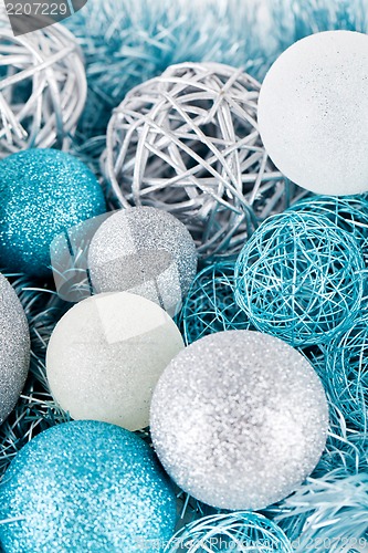 Image of festive glitter christmas decoration silver blue