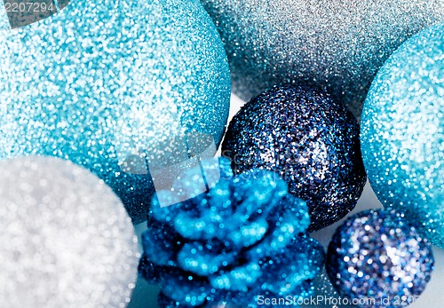 Image of festive glitter christmas decoration silver blue