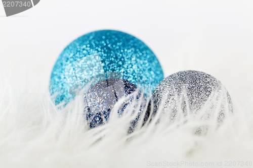Image of festive glitter christmas decoration silver blue
