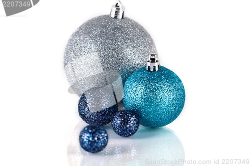 Image of festive glitter christmas decoration silver blue