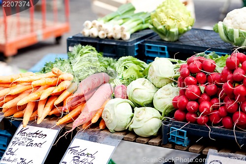 Image of fresh healthy vegetables on market 