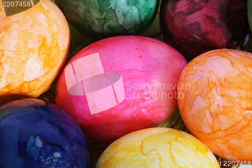 Image of Collection of colourful marbled Easter Eggs