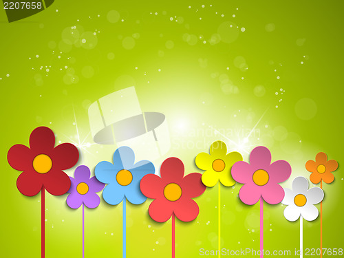 Image of Beautiful Spring Green Flowers Background 