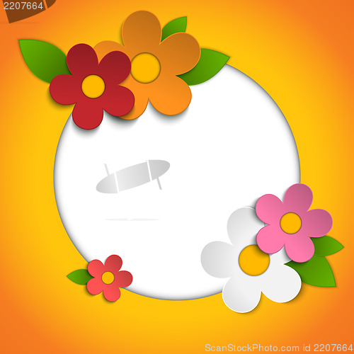 Image of Beautiful Spring Flowers Orange Background 