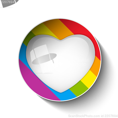 Image of Gay Flag Heart Striped Sticker