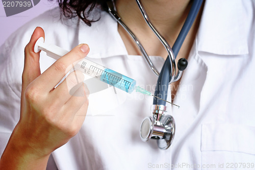 Image of Portrait of a young doctor with stethoscope.