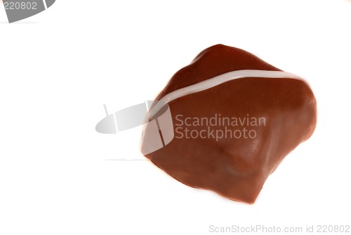 Image of A piece of semi-sweet chocolate isolated on white