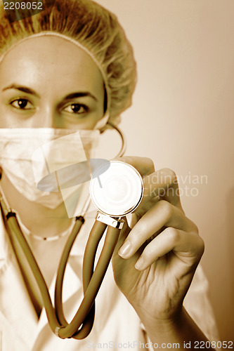 Image of Portrait of a young doctor with stethoscope.