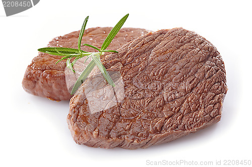 Image of beef steak on white background