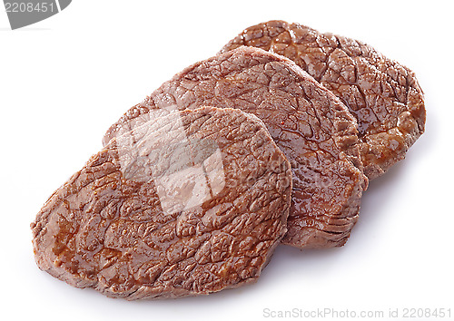 Image of beef steak on white background