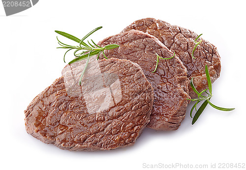 Image of beef steak on white background