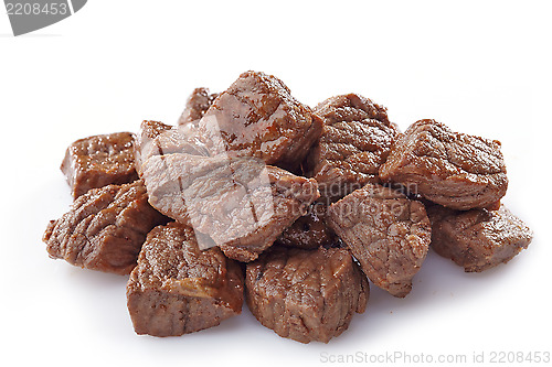 Image of beef stew on white background