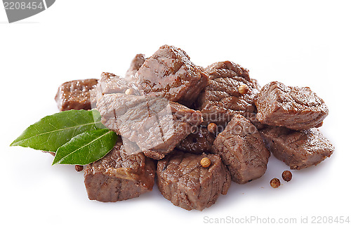 Image of beef stew on white background