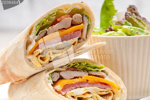 Image of club sandwich pita bread roll