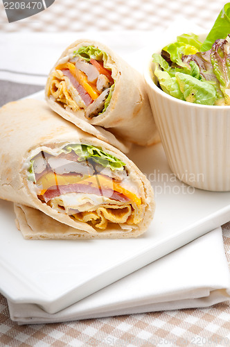 Image of club sandwich pita bread roll