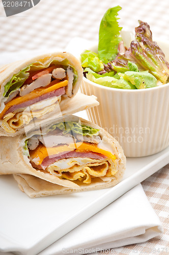 Image of club sandwich pita bread roll