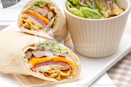 Image of club sandwich pita bread roll