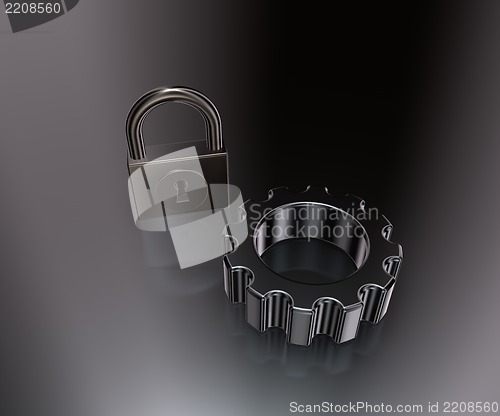 Image of padlock and cogwheel