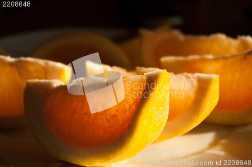 Image of Freshly harvested grapefruit on plate