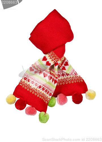 Image of red scarf with a pattern in the shape of a heart