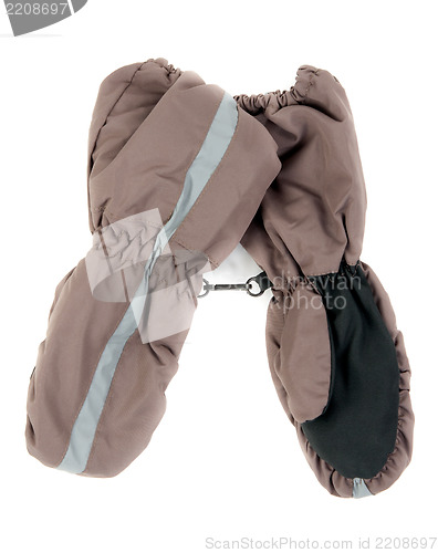 Image of A pair of brown gloves for children