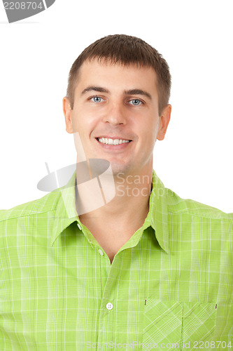 Image of portrait of a handsome young man enjoying