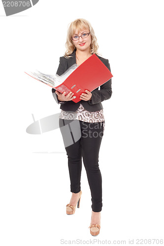 Image of woman with red folder for documents