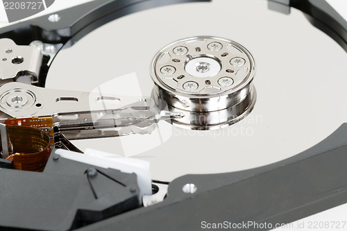 Image of close up of hard disk with abstract reflection