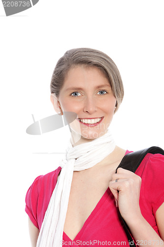 Image of Elegant woman wearing a scarf