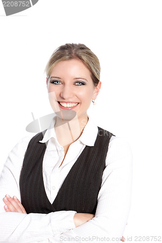 Image of An attractive smiling blond haired business woman