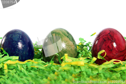 Image of Three marble patterned Easter Eggs