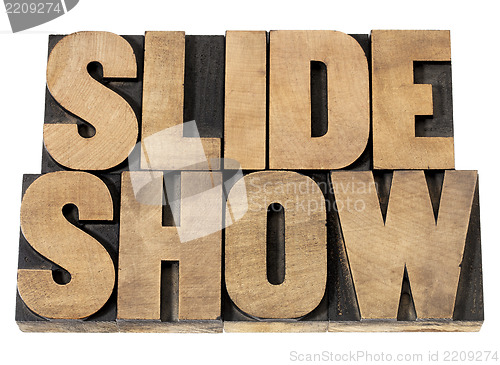 Image of slide show in wood type