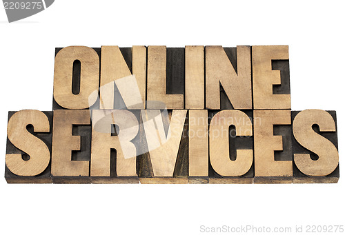 Image of online services in wood type