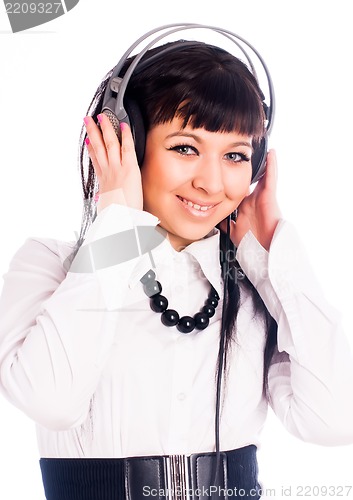 Image of Pretty woman with headphones