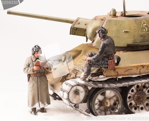 Image of Diorama with old soviet t 34 tank